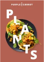 Plant-based menu featuring vibrant purple carrot dishes, showcasing healthy and colorful culinary options.